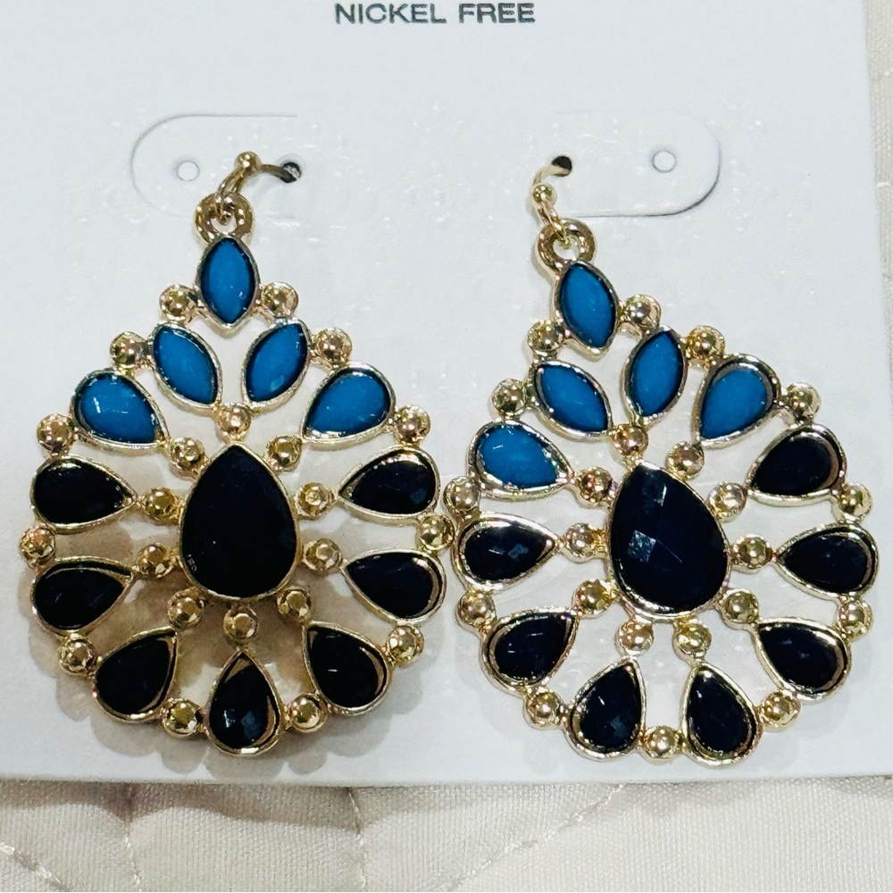 Target Blue Two Tone Tear Drop Earrings NWT